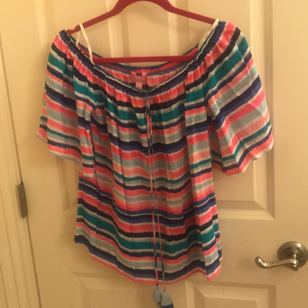 Striped off the shoulder top
